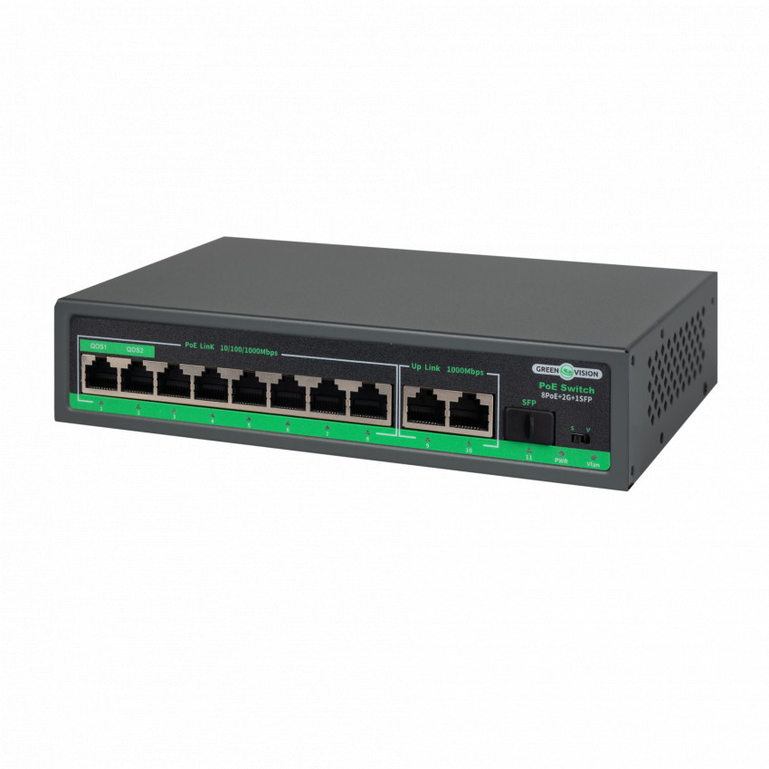 Комутатор мережевий POE GV-018-D-08G+2PG+1SFP-