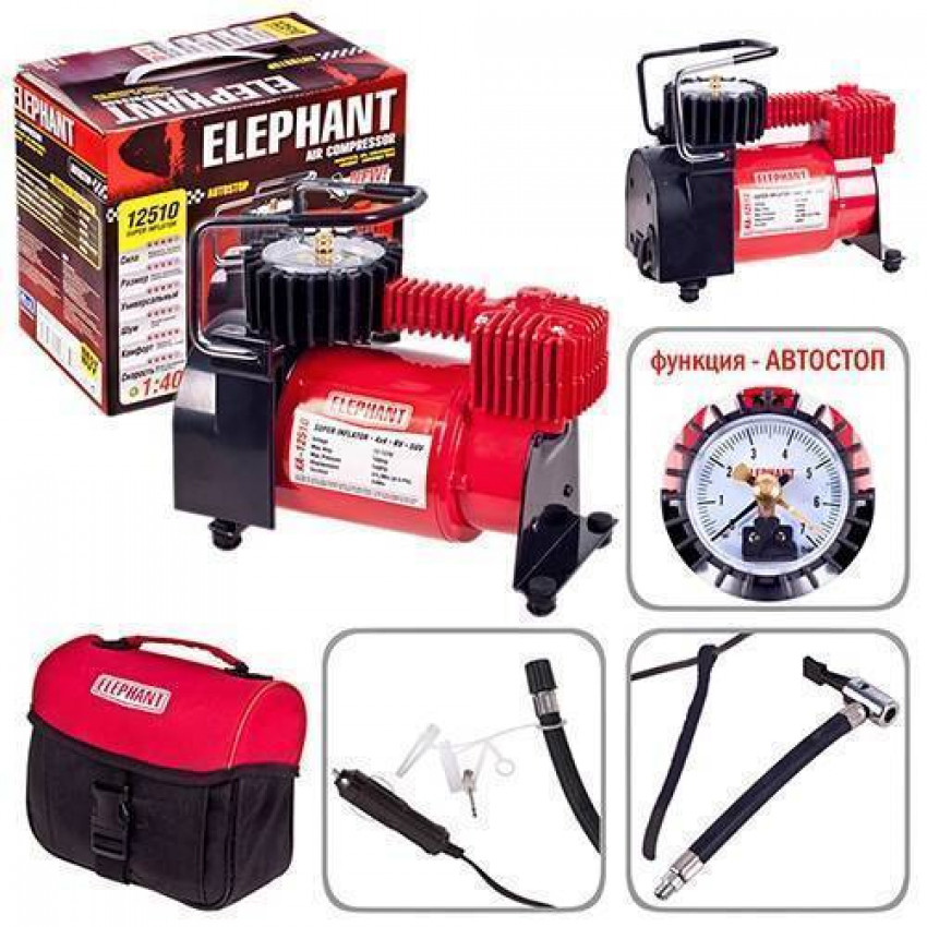 Компресор ELEPHANT КА-12510 150psi/14Amp/35л/прикур./Автостоп-КА-12510 (8)