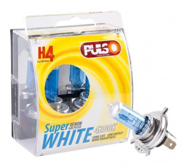 Лампи PULSO/галогенні H4/P43T 12v100/90w super white/plastic box-[articul]