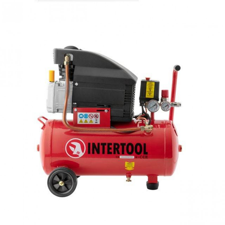 Компресор 24 л, 1500 Вт, 220 В, 8 атм, 206 л/хв. INTERTOOL PT-0010-PT-0010