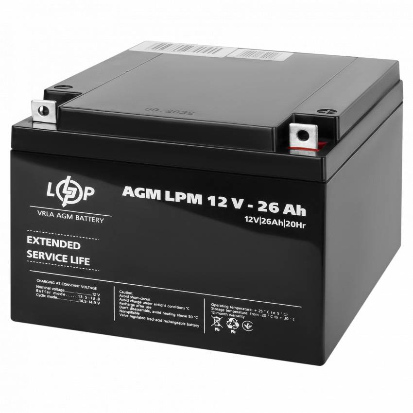 Акумулятор AGM LPM 12V - 26 Ah-