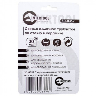 Коронка трубчаста по склу та кераміці 30 мм INTERTOOL SD-0359