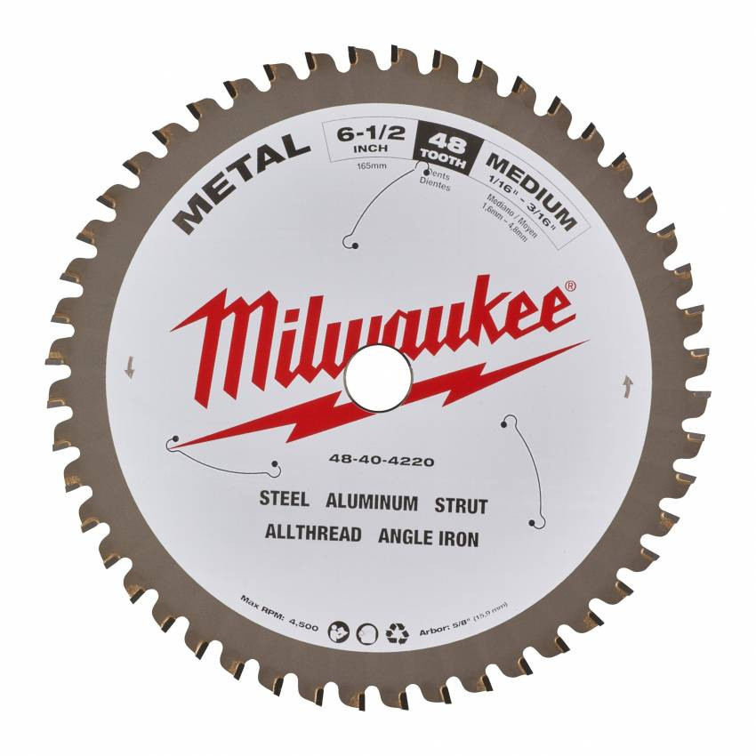 Диск пильний по металу MILWAUKEE, Ø165х15, 87/1, 6мм, 48 зуб.-48404015