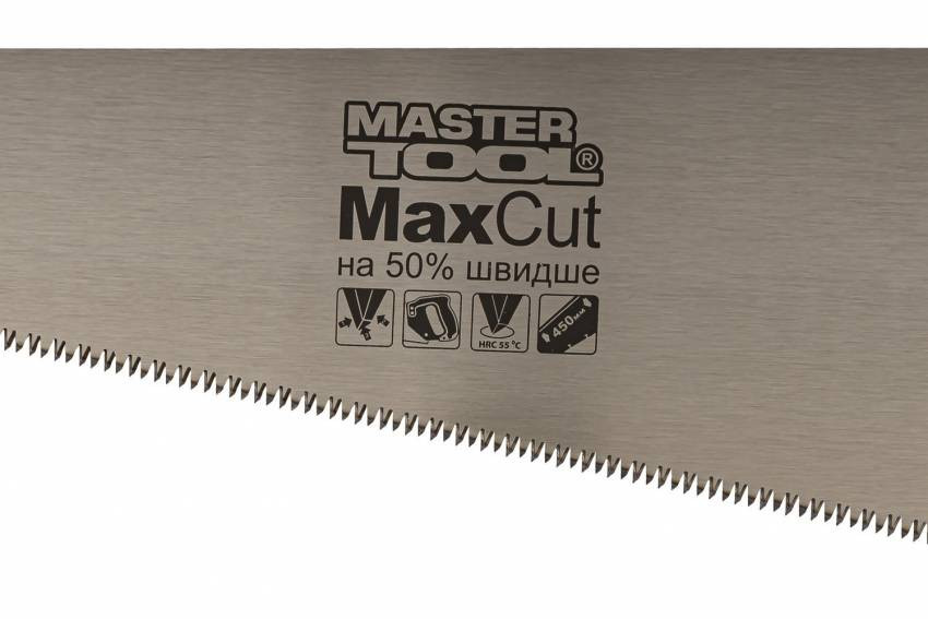 Ножівка столярна MASTERTOOL 450 мм 9TPI MAX CUT загартований зуб 3-D заточка полірована 14-2845-14-2845