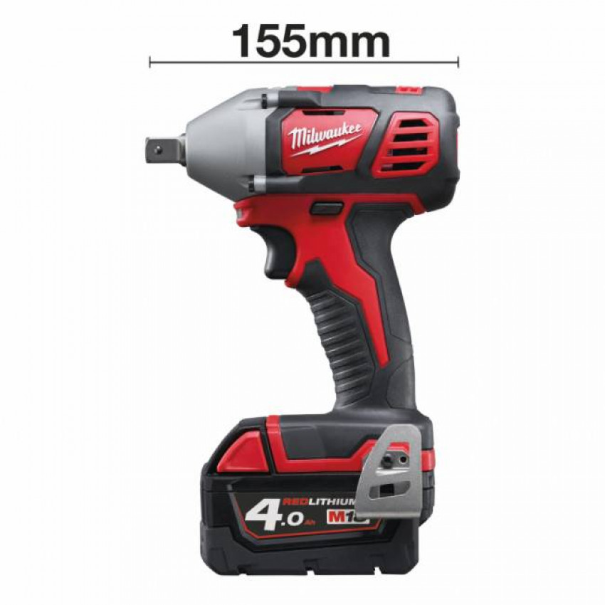 Гайкокрут акумуляторний 1/2" MILWAUKEE, M18 BIW12-402C, 240Нм (зарядний пристрій, 2 акум.Х 4Ач, кейс)-4933443607