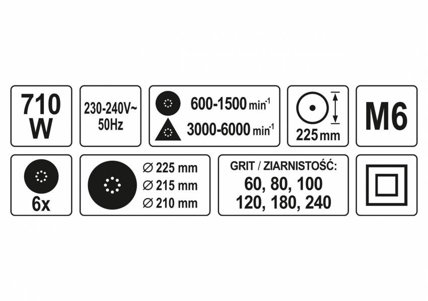 Шліфмашина мережева для стін і стель на штанзі YATO 710 Вт 225 мм 4 м-YT-82350