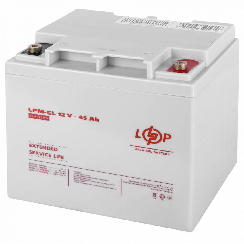 Акумулятор гелевий LPM-GL 12V - 45 Ah-