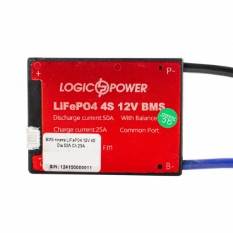 BMS плата LiFePO4 12V 4S Dis 50A Ch 25A-[articul]