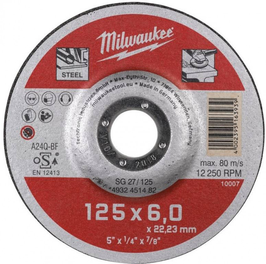 Диск зачисний MILWAUKEE, SCS 41/125х6, Ø125мм-4932451482