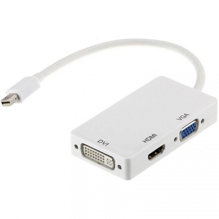 Перехідник PowerPlant mini DisplayPort (Thunderbolt) - HDMI, DVI, VGA (3 в 1)-CA910946