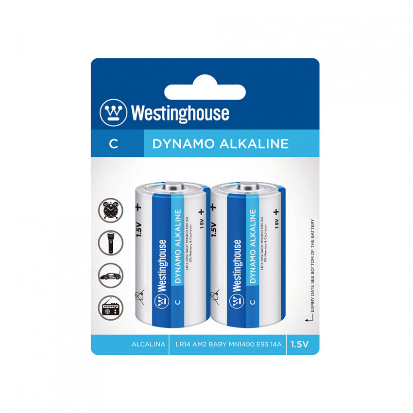 Лужна батарейка Westinghouse Dynamo Alkaline C/LR14 2шт/уп blister-LR14-BP2