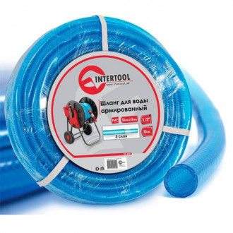 Шланг для води, тришаровий, синій, 1/2&quot;, 10 м, армований, PVC INTERTOOL GE-4051-[articul]