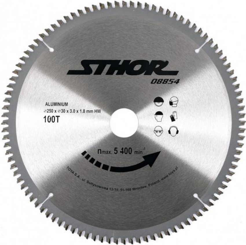 Диск пильний для алюмінію STHOR. Ø = 250/30 мм, h = 3 мм, 100 зубів-8854