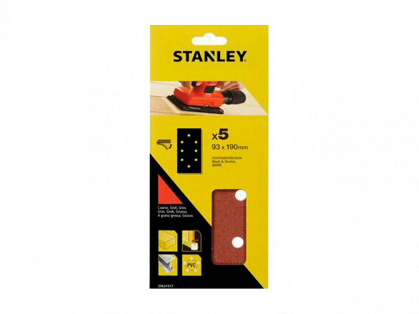 Папір шліфувальний STANLEY, 93мм x 190мм, щільність 120 гр/мм2-STA31522-XJ