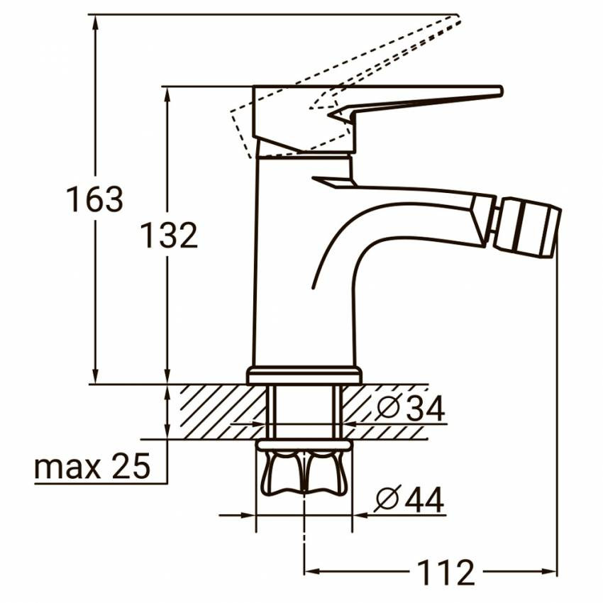 Змішувач HK Ø35 для біде на гайці AQUATICA HK-1F130C (9732500)-9732500