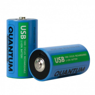 Акумулятор літій-іонний Quantum USB Li-ion D 1.5V, 5200mAh plastic case, 2шт/уп-[articul]