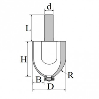 Фреза Кромкова фігурна №3011 (D43, R30, B15, H50, d12) 22-211-430-[articul]