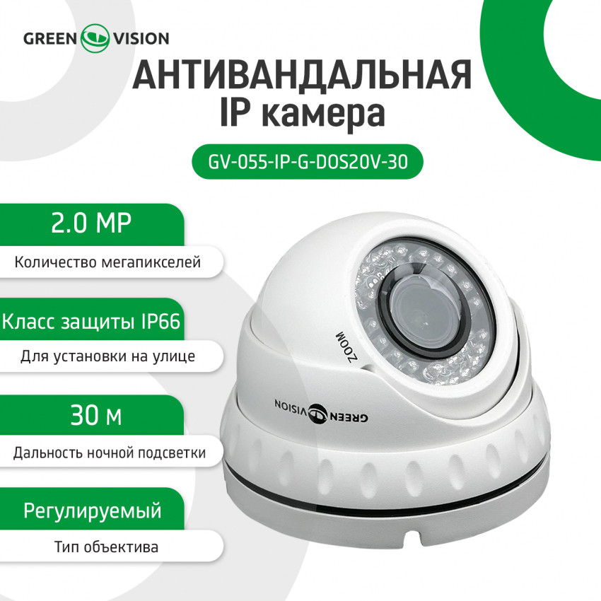 Антивандальна IP камера GV-055-IP-G-DOS20V-30-