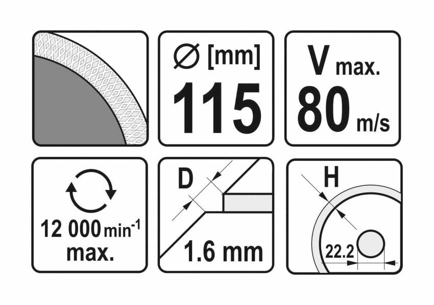 Диск відрізний алмазний по гресу, склу, кераміці YATO Ø=115x1.6x10x22.2 мм,в мокрому і сухому режимі-YT-59971