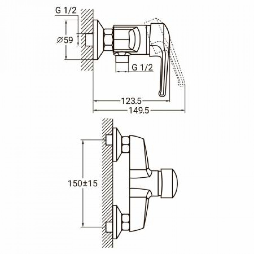 Змішувач HM Ø40 для душу AQUATICA (HM-1D131C)-HM-1D131C