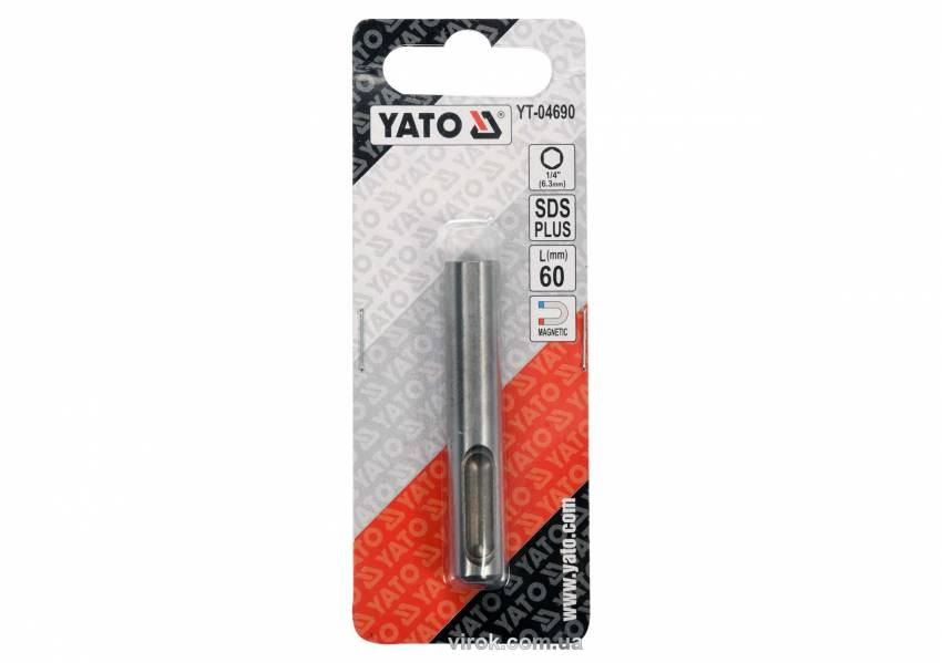 Тримач насадок SDS YATO: HEX-1/4", L=60 мм-YT-04690