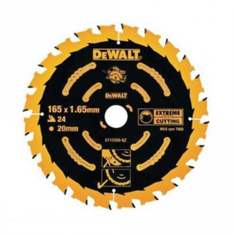 Диск пильний DeWALT, EXTREME, розмір 184 х 16 мм, кількість зубів 24, кут заточування 18 градусів, геометрія зуба ATB, швидкий  різ DT10302