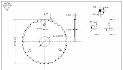 DSB.Підрізна пила D=200 F= 45 Z= 36 K=4,8/5,6 P=3,5 H=4