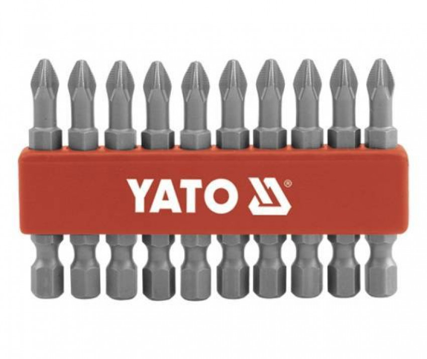 Насадка викруткова хрестова YATO PН2 на кв. 1/4", l=50мм, Набір 10шт. [25/100]-YT-0478