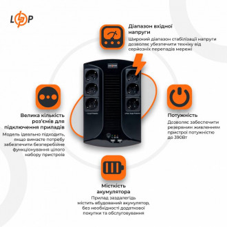 Лінійно-інтерактивне ДБЖ LP 850VA-6PS (595Вт)