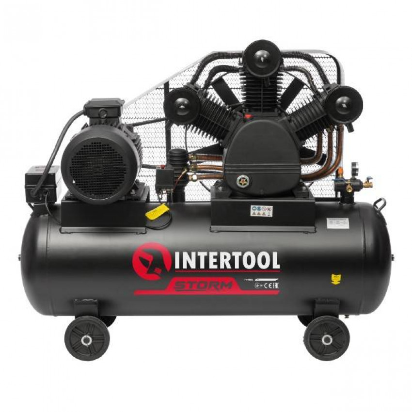 Компресор 300 л, 15 кВт, 380 В, 10 aтм, 2000 л/хв., 3 циліндри INTERTOOL PT-0052-PT-0052