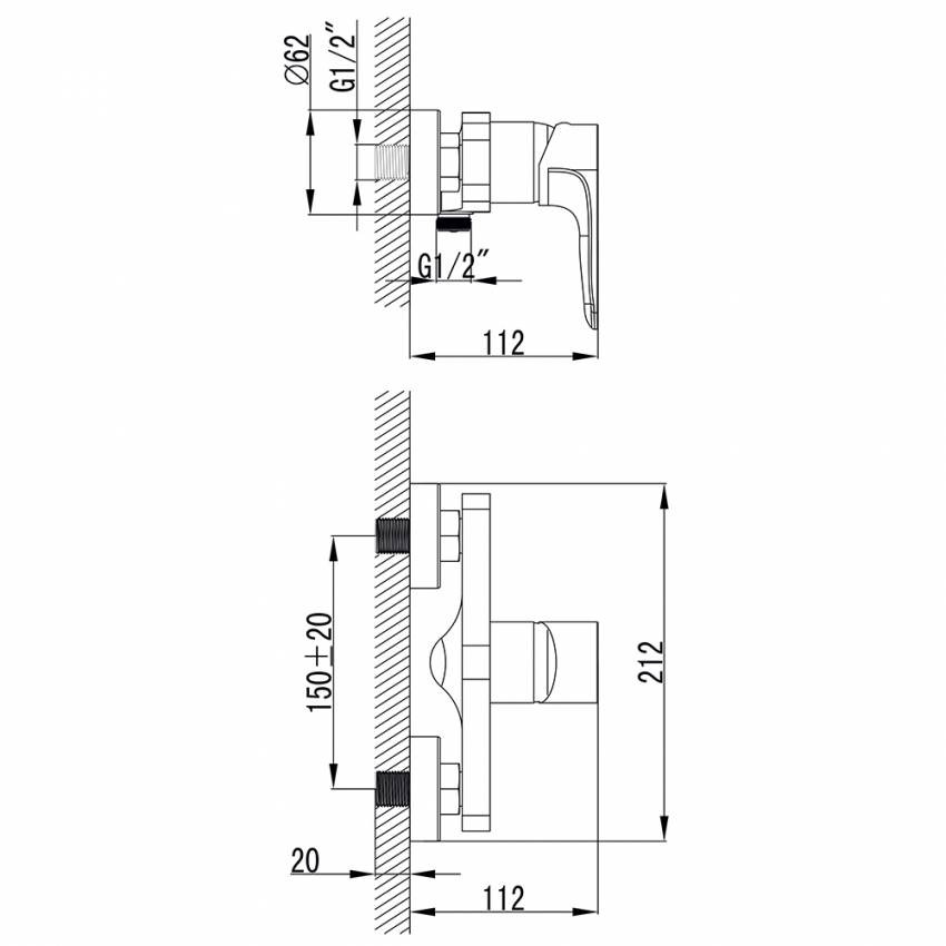 Змішувач MAGGIORE Ø40 для душа CORSO (BE-1D122C) (9608300)-9608300