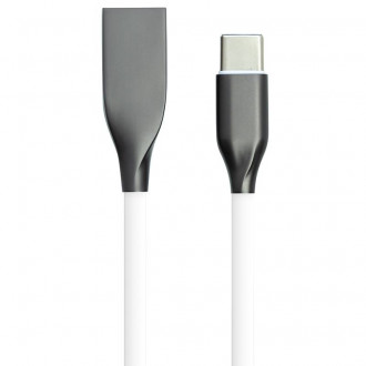 Кабель PowerPlant USB-Type-C, 2м, силікон, білий-[articul]