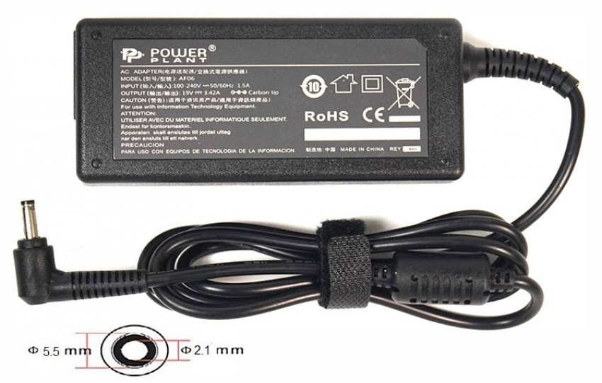 Адаптер для ноутбука PowerPlant ACER 220V, 19V 65W 3.42A (5.5*2.1)-AC65F5521