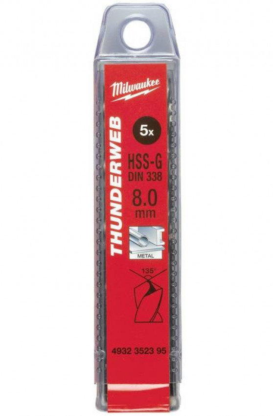 Свердло по металу THUNDERWEB HSS-G MILWAUKEE DIN338, Ø3,0x61мм, (10шт)-4932352381