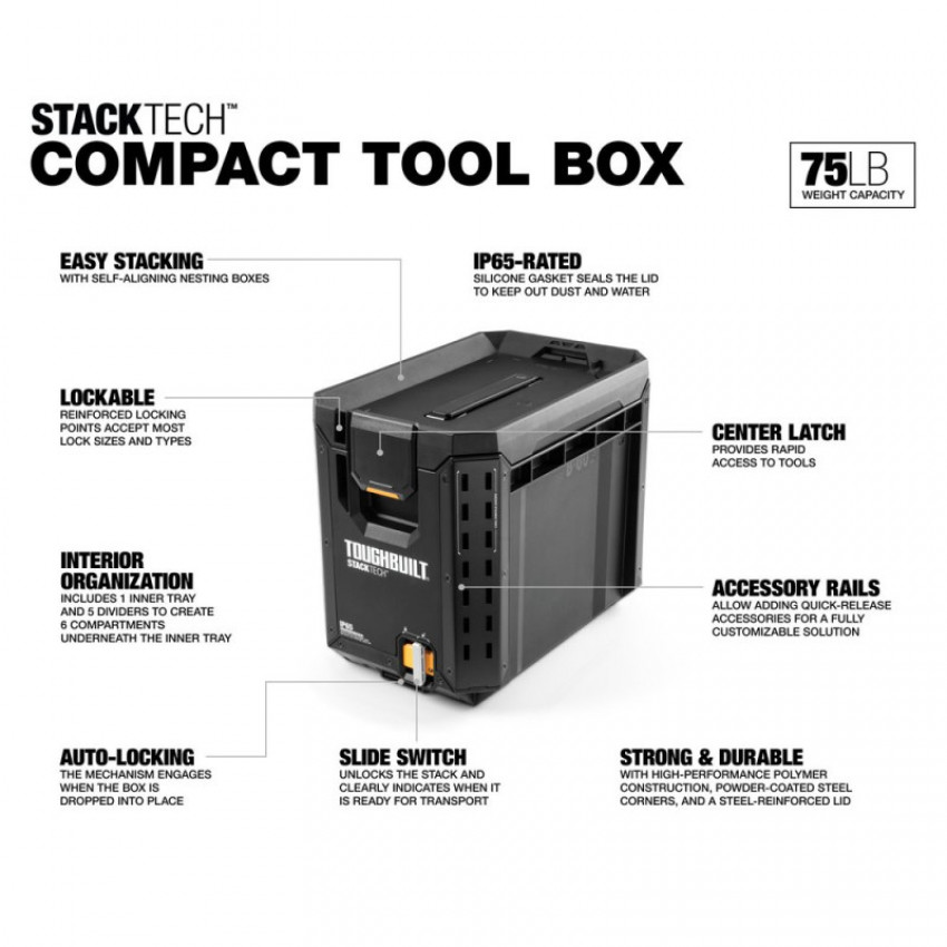 Скринька для інструментів TOUGHBUILT StackTech Compact Tool Box TB-B1-B-60C-TB-B1-B-60C