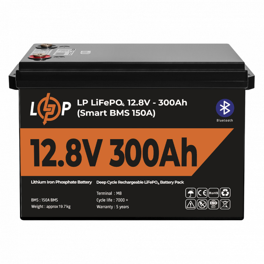 Акумулятор LP LiFePO4 12,8V - 300 Ah (3840Wh) (Smart BMS 200А) з BT пластик-