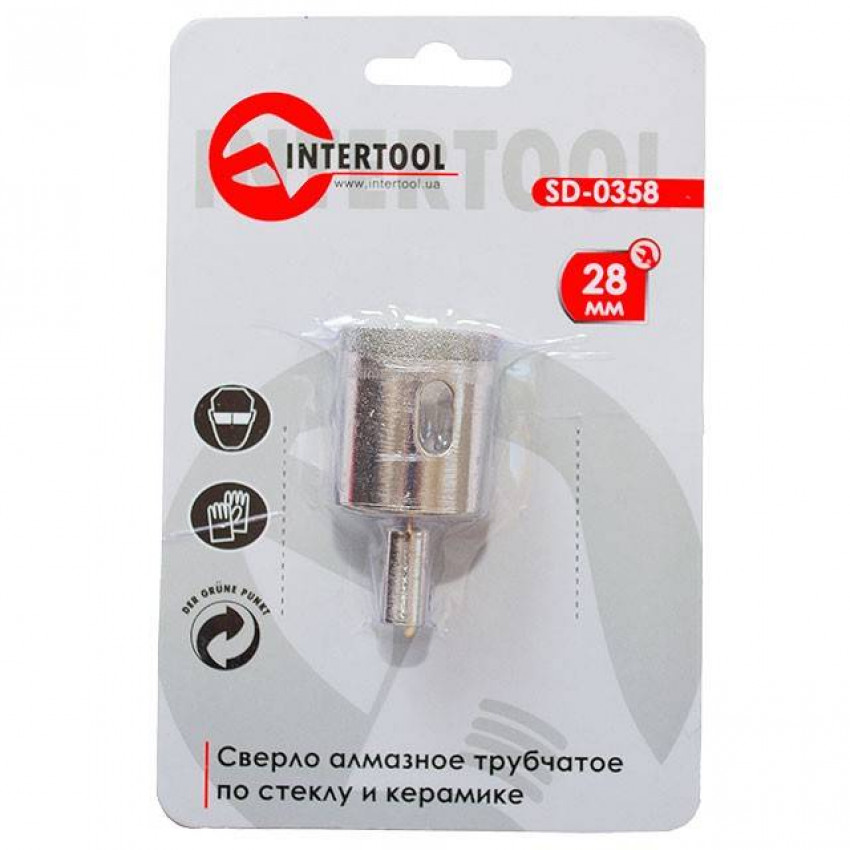 Коронка трубчаста по склу та кераміці 28 мм INTERTOOL SD-0358-SD-0358