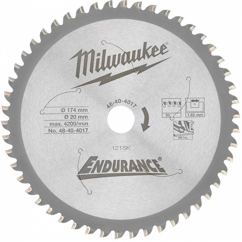 Диск пильний по металу MILWAUKEE, Ø174x20мм, 50 зуб.-48404017