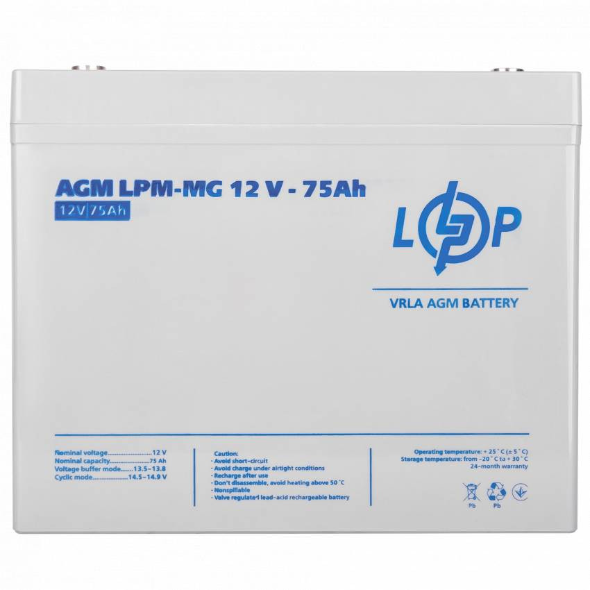 Акумулятор мультигелевий LPM-MG 12V - 75 Ah-